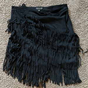 Fringe faux suede skirt by Idyllwind